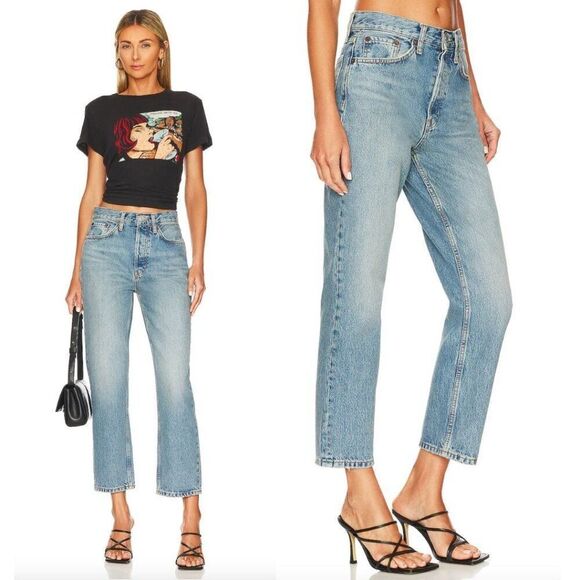 NWT RE/DONE Originals 70's Stove Pipe Jeans in Medium Cool Blue Size 29 Straight - Picture 1 of 10